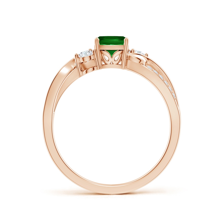 5mm AAAA Nature Inspired Cushion Emerald Twisted Vine Engagement Ring in Rose Gold side 199