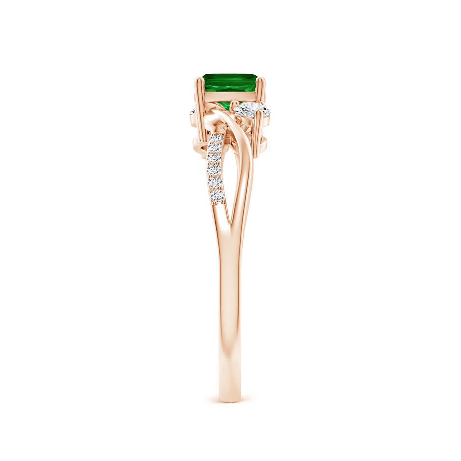 5mm AAAA Nature Inspired Cushion Emerald Twisted Vine Engagement Ring in Rose Gold side 299