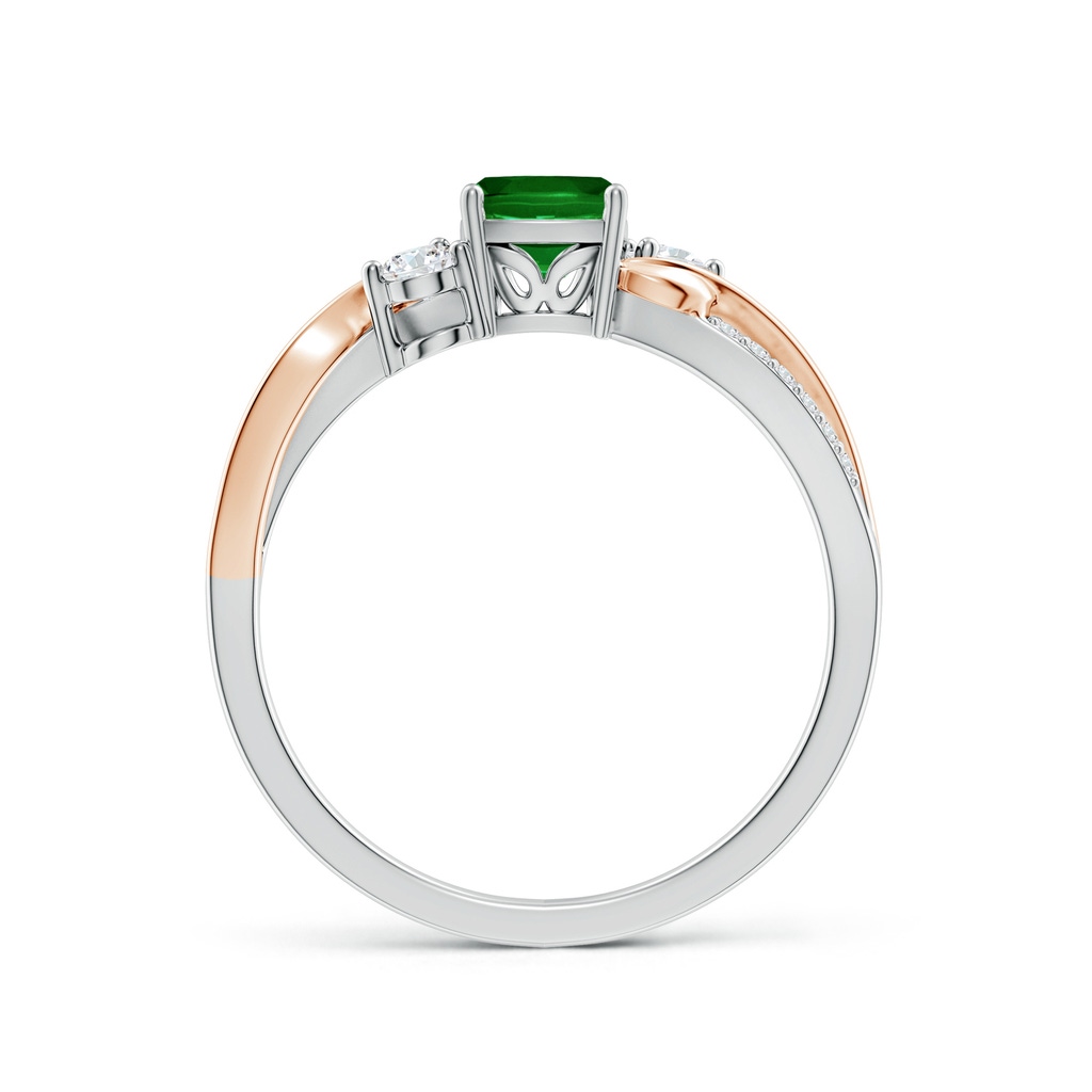 5mm AAAA Nature Inspired Cushion Emerald Twisted Vine Engagement Ring in White Gold Rose Gold - side 199