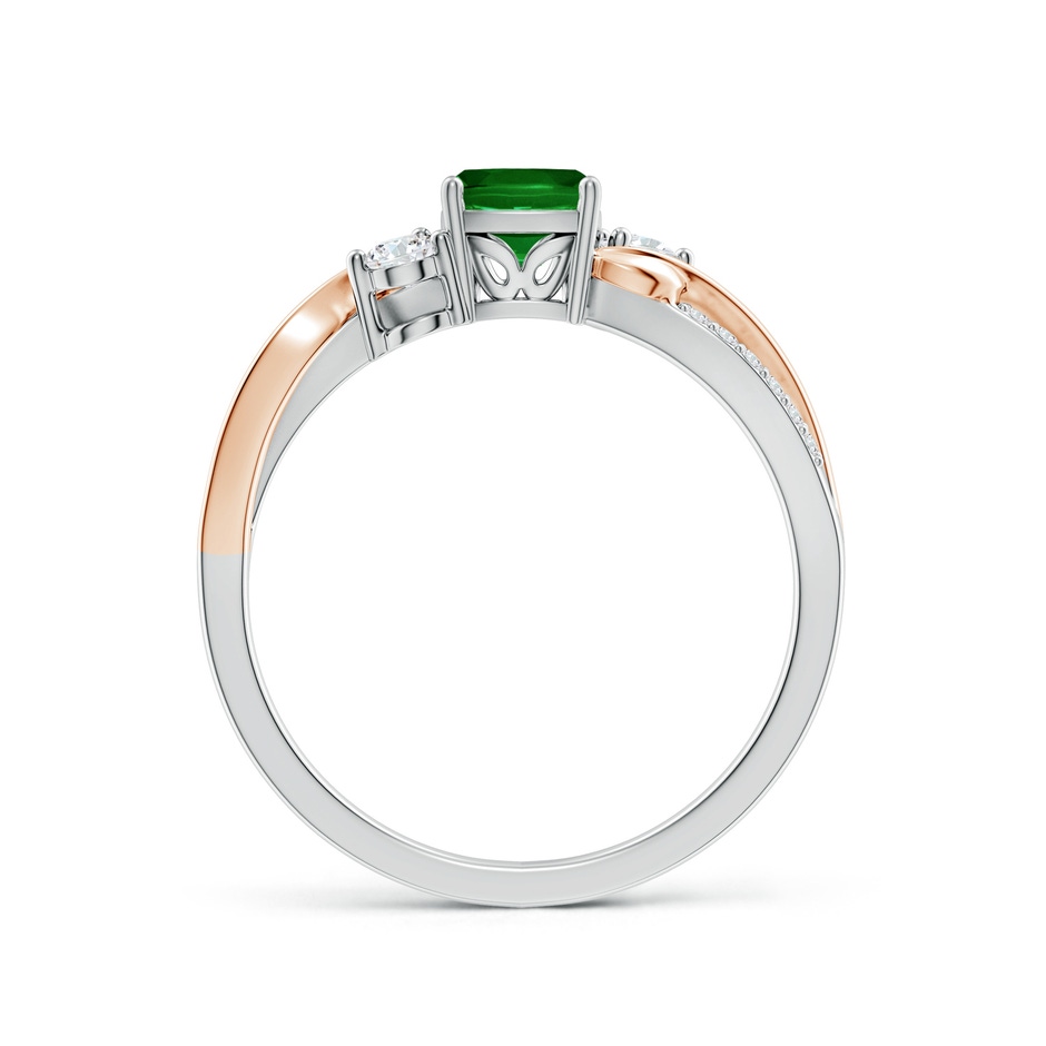 5mm AAAA Nature Inspired Cushion Emerald Twisted Vine Engagement Ring in White Gold Rose Gold side 199