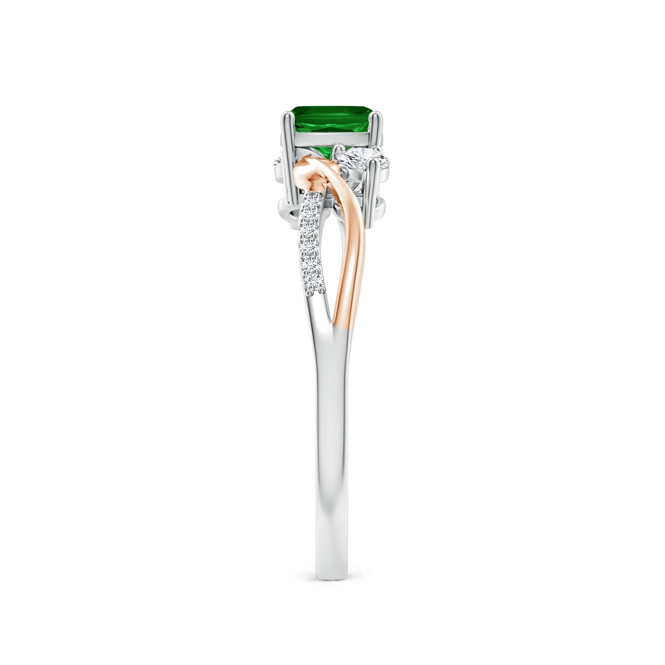 5mm AAAA Nature Inspired Cushion Emerald Twisted Vine Engagement Ring in White Gold Rose Gold side 299