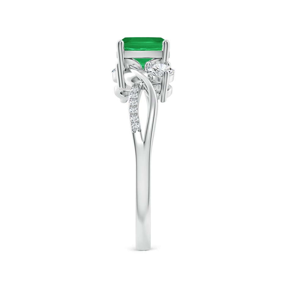 6mm A Nature Inspired Cushion Emerald Twisted Vine Engagement Ring in 18K White Gold side 299