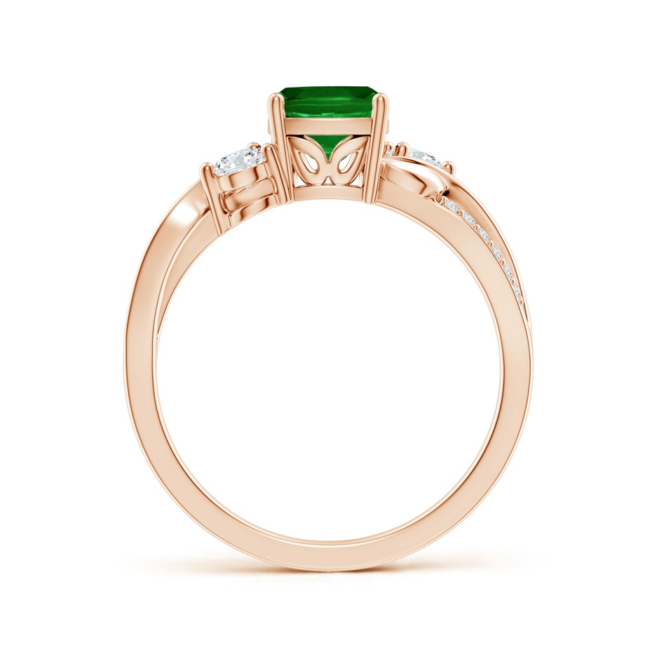 6mm AAAA Nature Inspired Cushion Emerald Twisted Vine Engagement Ring in Rose Gold side 199