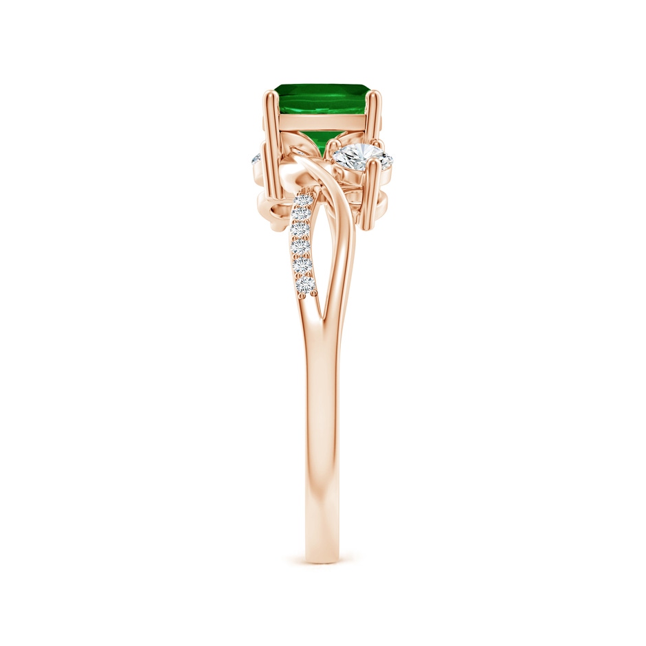 6mm AAAA Nature Inspired Cushion Emerald Twisted Vine Engagement Ring in Rose Gold side 299