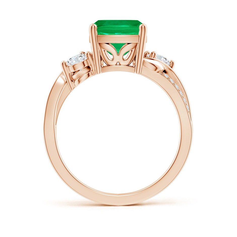 8mm AAA Nature Inspired Cushion Emerald Twisted Vine Engagement Ring in Rose Gold side 199