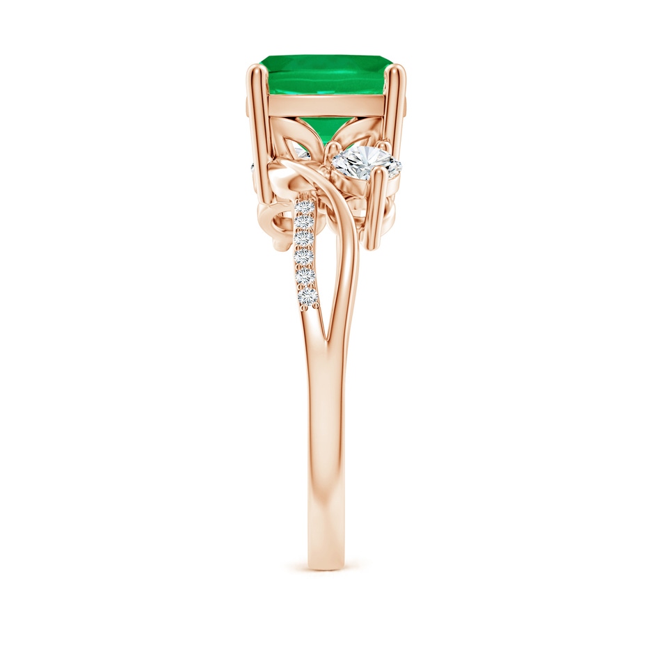 8mm AAA Nature Inspired Cushion Emerald Twisted Vine Engagement Ring in Rose Gold side 299