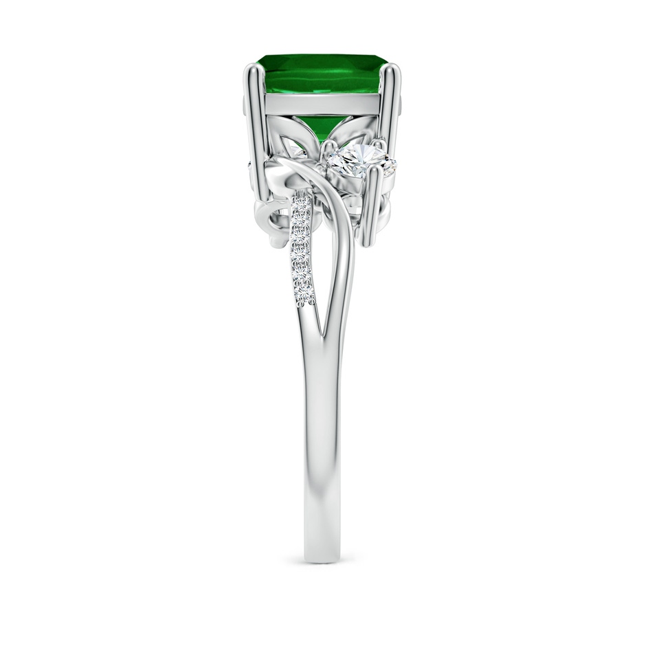 8mm AAAA Nature Inspired Cushion Emerald Twisted Vine Engagement Ring in P950 Platinum side 299