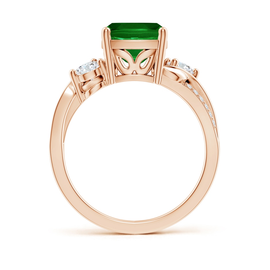 8mm AAAA Nature Inspired Cushion Emerald Twisted Vine Engagement Ring in Rose Gold side 199