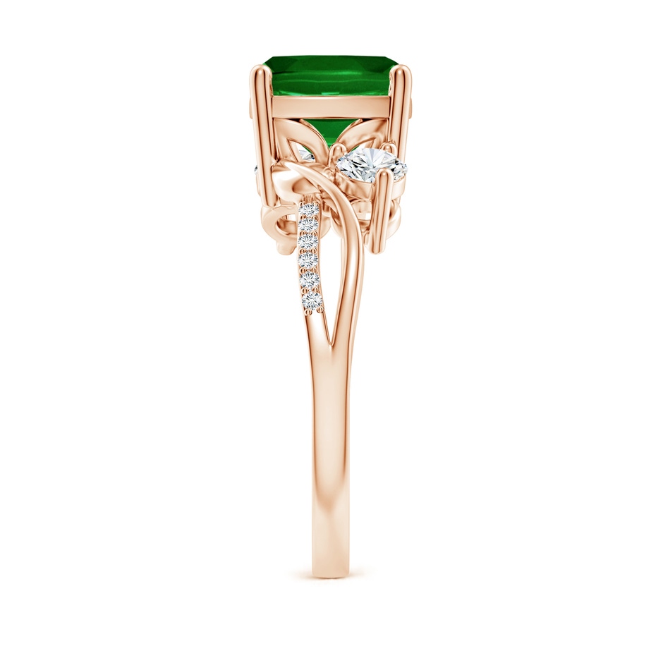 8mm AAAA Nature Inspired Cushion Emerald Twisted Vine Engagement Ring in Rose Gold side 299