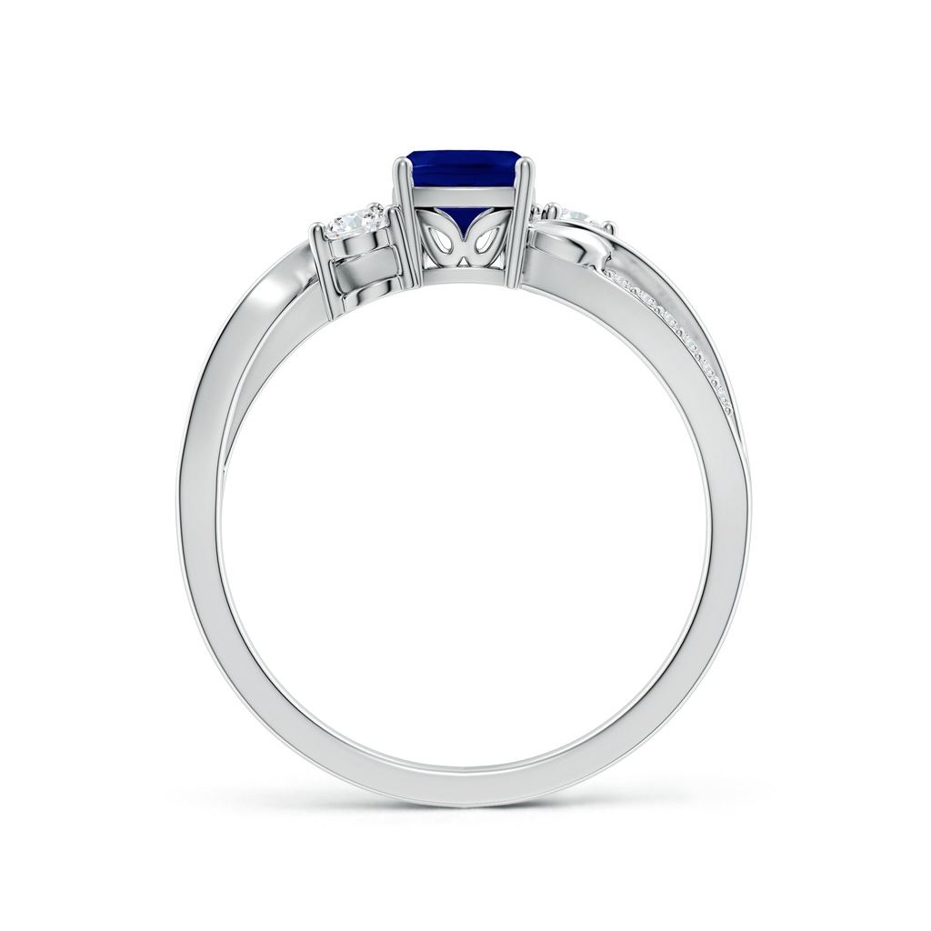 5mm AAA Nature Inspired Cushion Blue Sapphire Twisted Vine Engagement Ring in White Gold - side 199