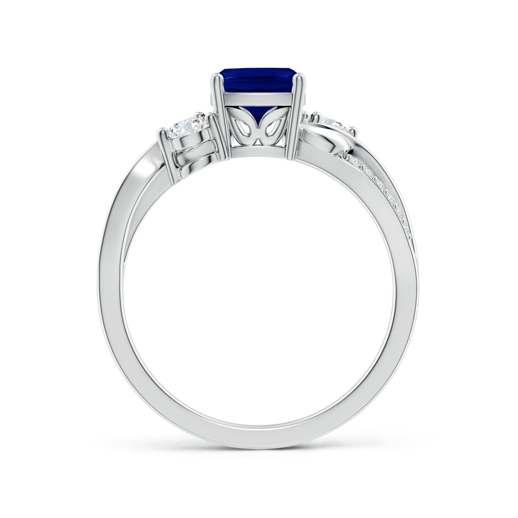 6mm AAA Nature Inspired Cushion Blue Sapphire Twisted Vine Engagement Ring in White Gold - side 199