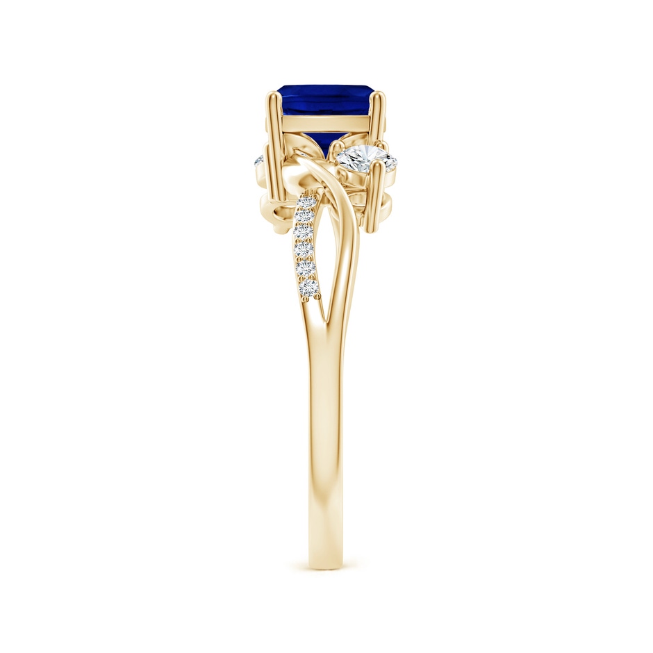 6mm AAAA Nature Inspired Cushion Blue Sapphire Twisted Vine Engagement Ring in 18K Yellow Gold side 299