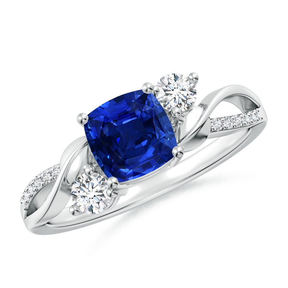 6mm AAAA Nature Inspired Cushion Blue Sapphire Twisted Vine Engagement Ring in P950 Platinum 