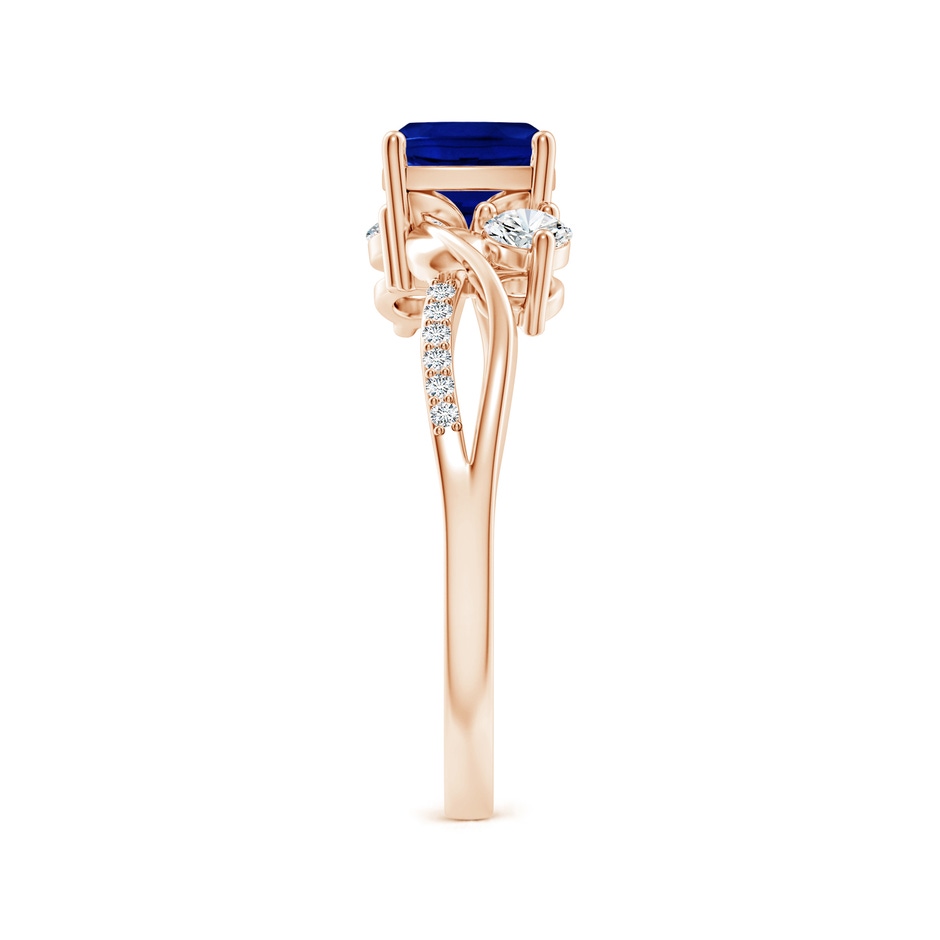 6mm AAAA Nature Inspired Cushion Blue Sapphire Twisted Vine Engagement Ring in Rose Gold side 299