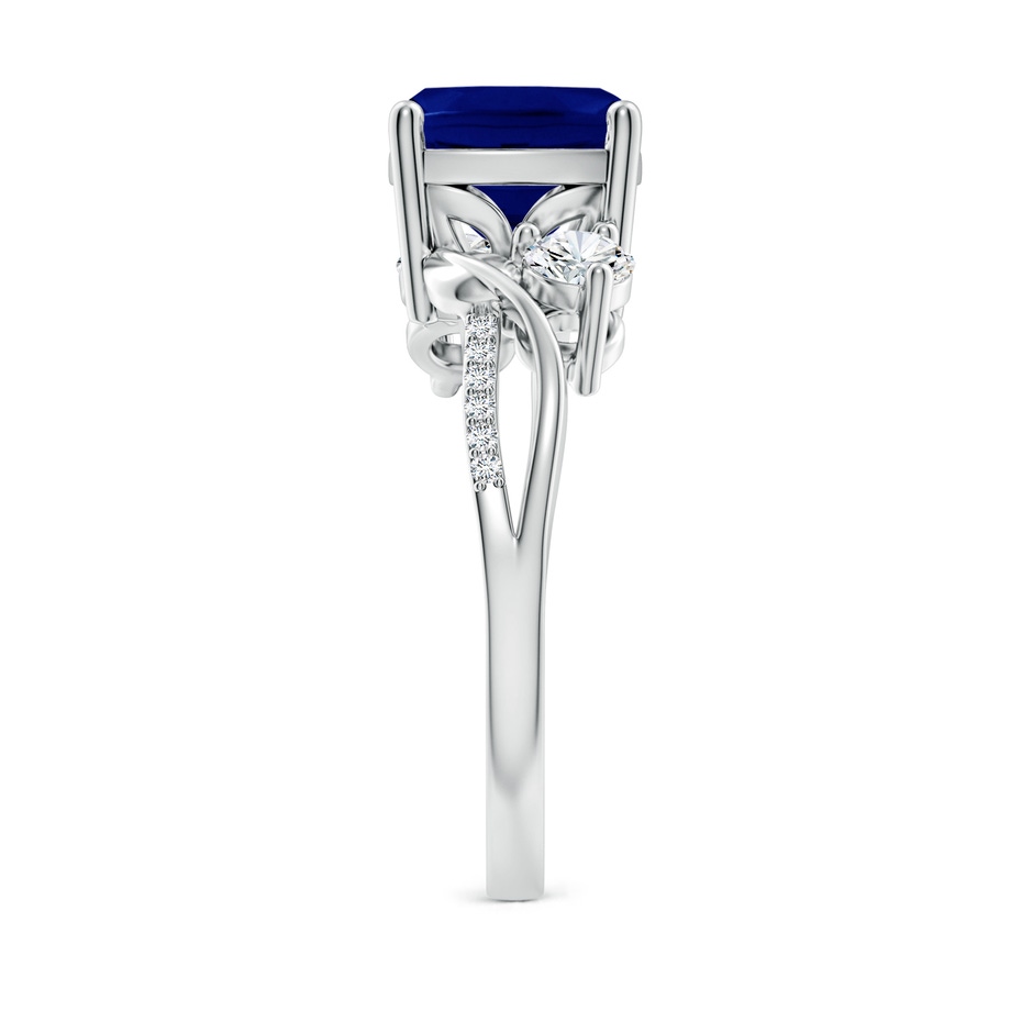 8mm AAA Nature Inspired Cushion Blue Sapphire Twisted Vine Engagement Ring in White Gold side 299