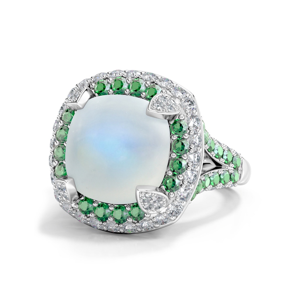 13mm AAA Moonlit Oasis Dual Halo Ring in White Gold