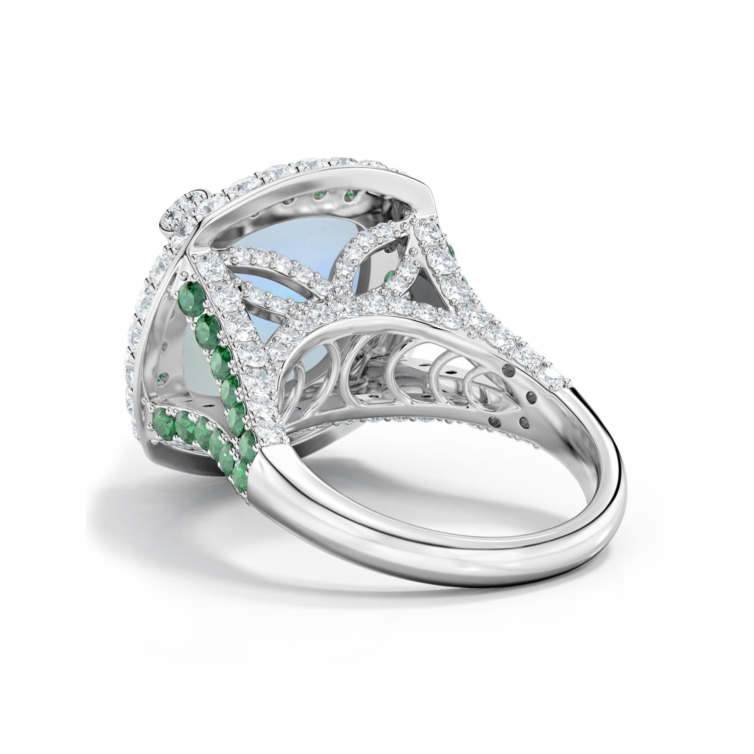 13mm AAA Moonlit Oasis Dual Halo Ring in White Gold - side 4