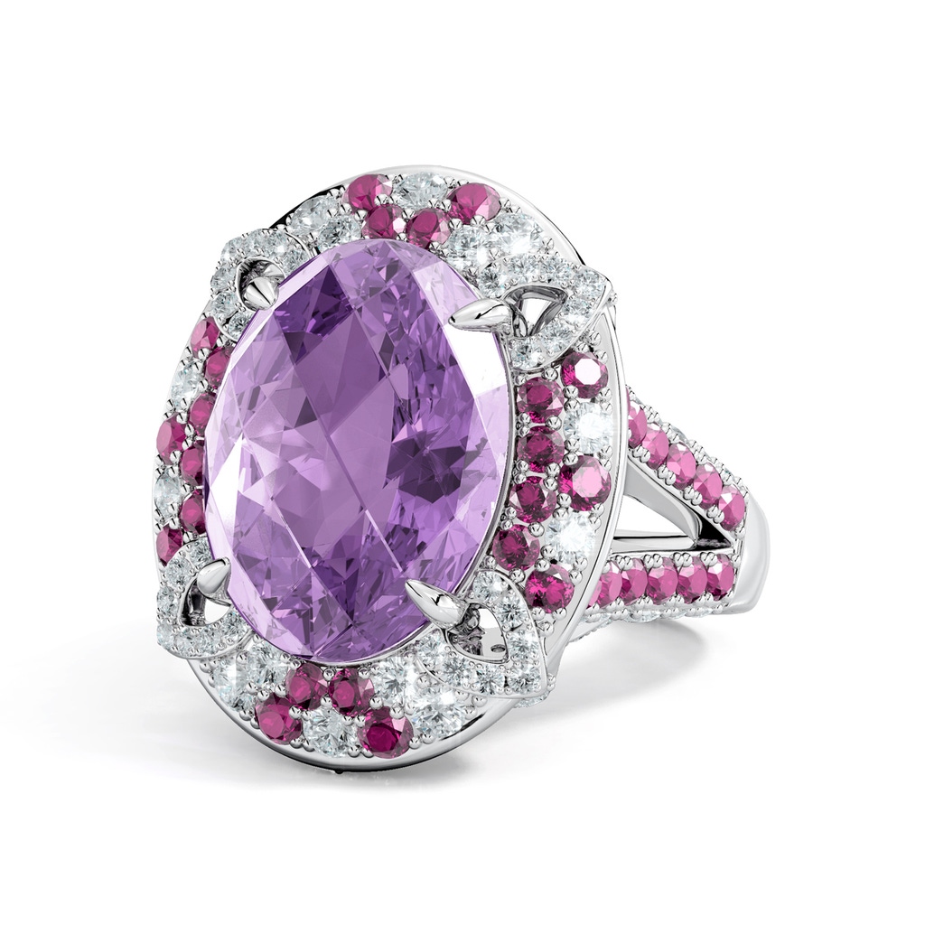 16x12mm AAA Cherry Blossom Double Halo Ring in White Gold
