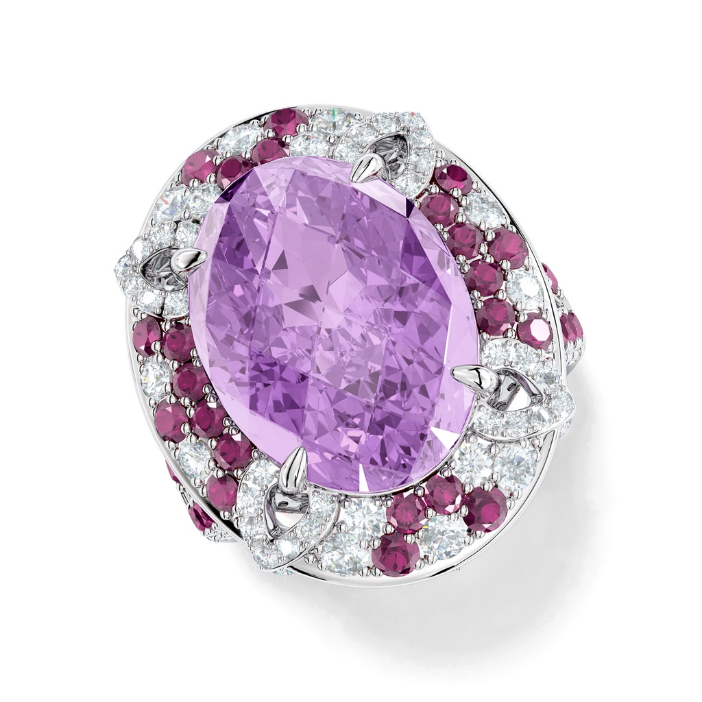 16x12mm AAA Cherry Blossom Double Halo Ring in White Gold - side 199