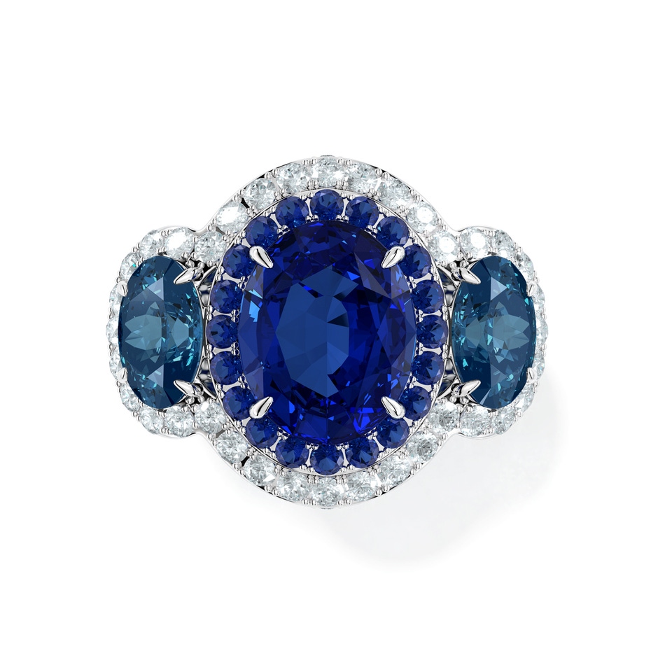 10x8mm AAA Wisteria Latticework Ring in 18K White Gold 
