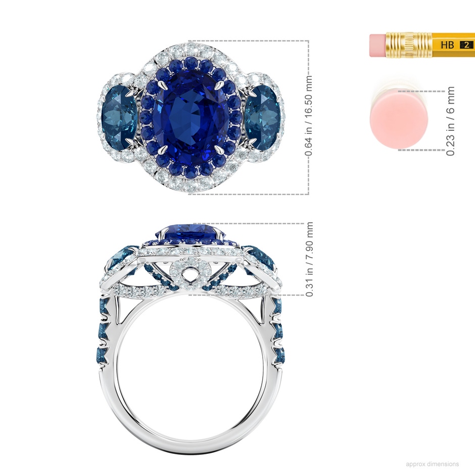 10x8mm AAA Wisteria Latticework Ring in 18K White Gold ruler
