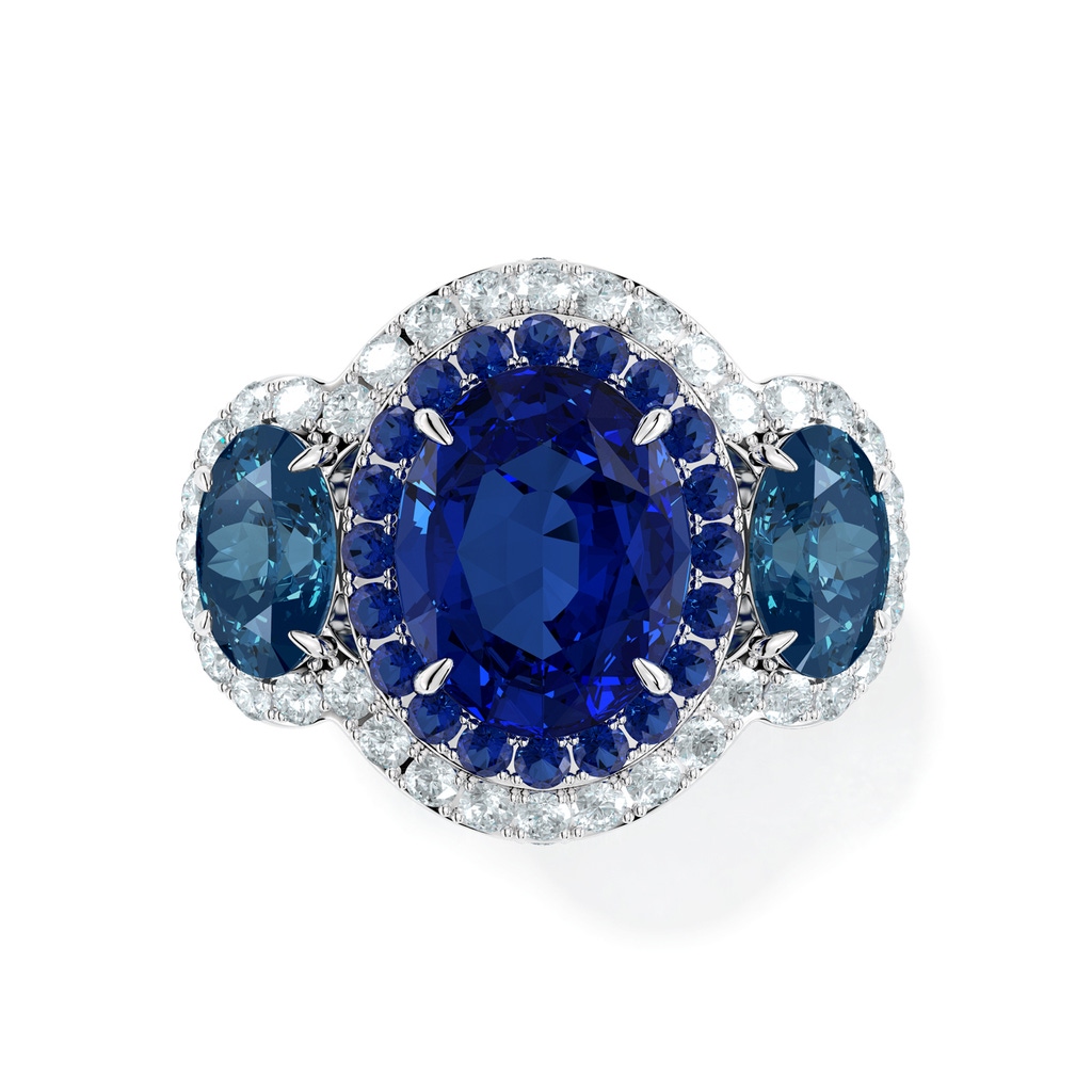 10x8mm AAA Wisteria Latticework Ring in White Gold