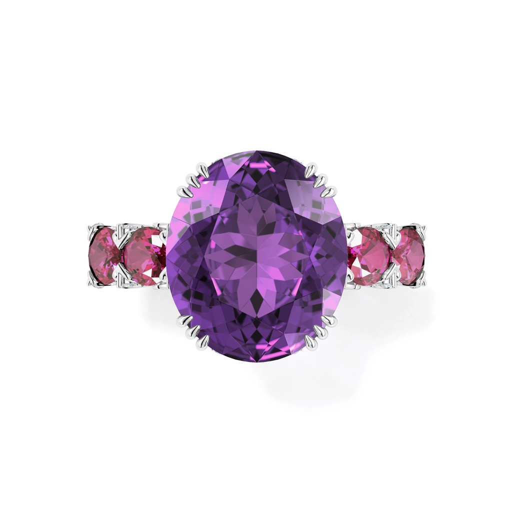 14x12mm AAAA Lilac Bloom Filigree Ring in White Gold