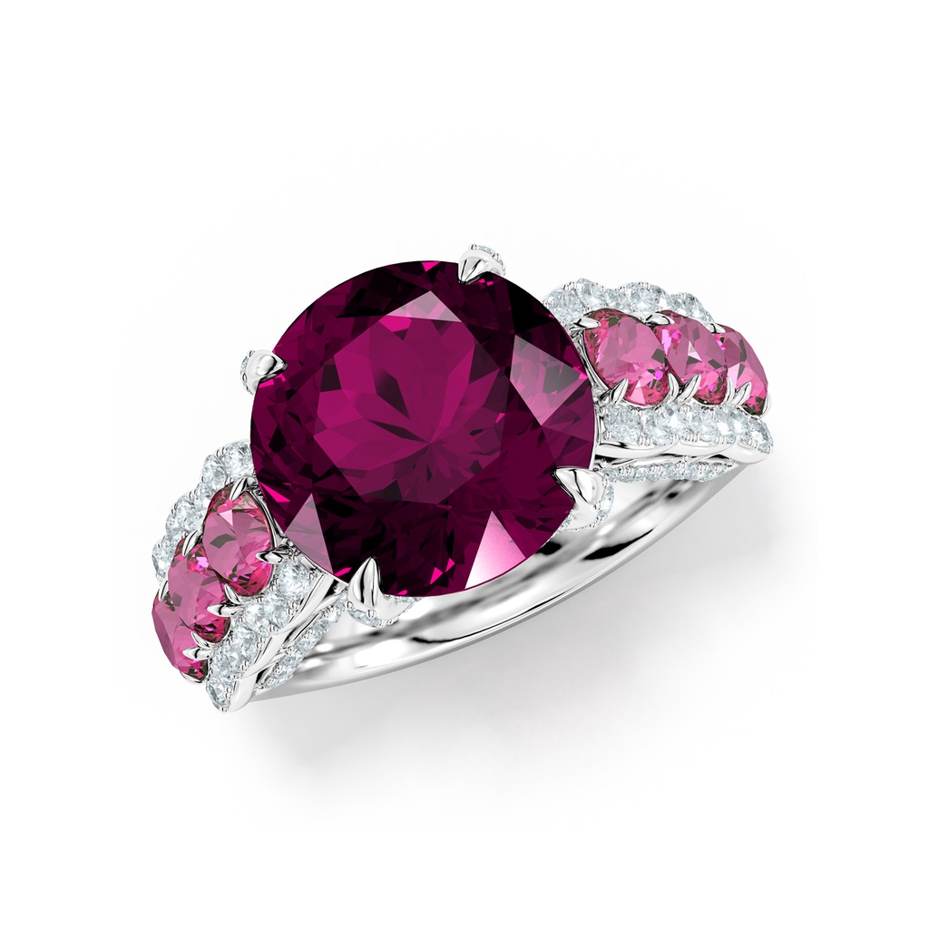 12mm AAA Amaryllis Scalloped Shank Ring in White Gold