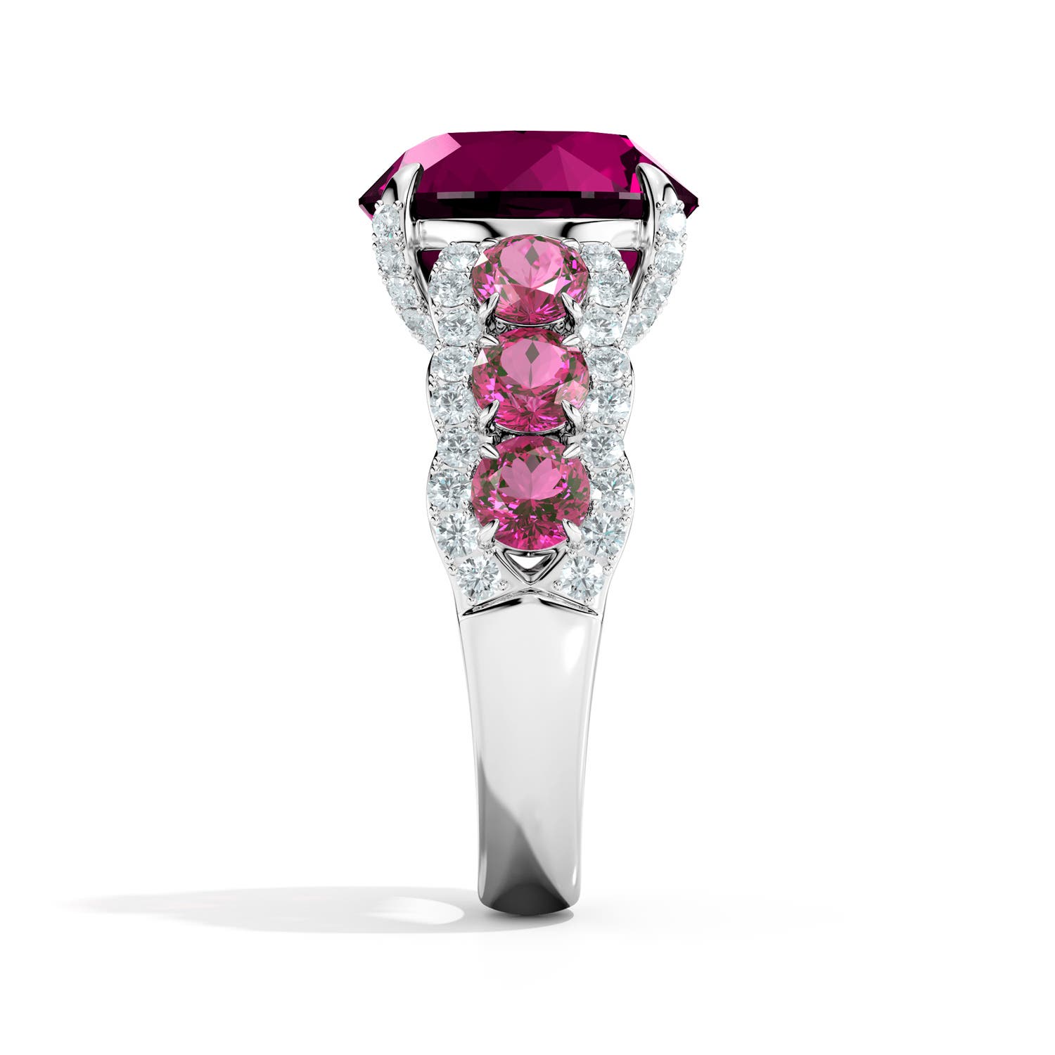 12mm AAA Amaryllis Scalloped Shank Ring in White Gold - side 5