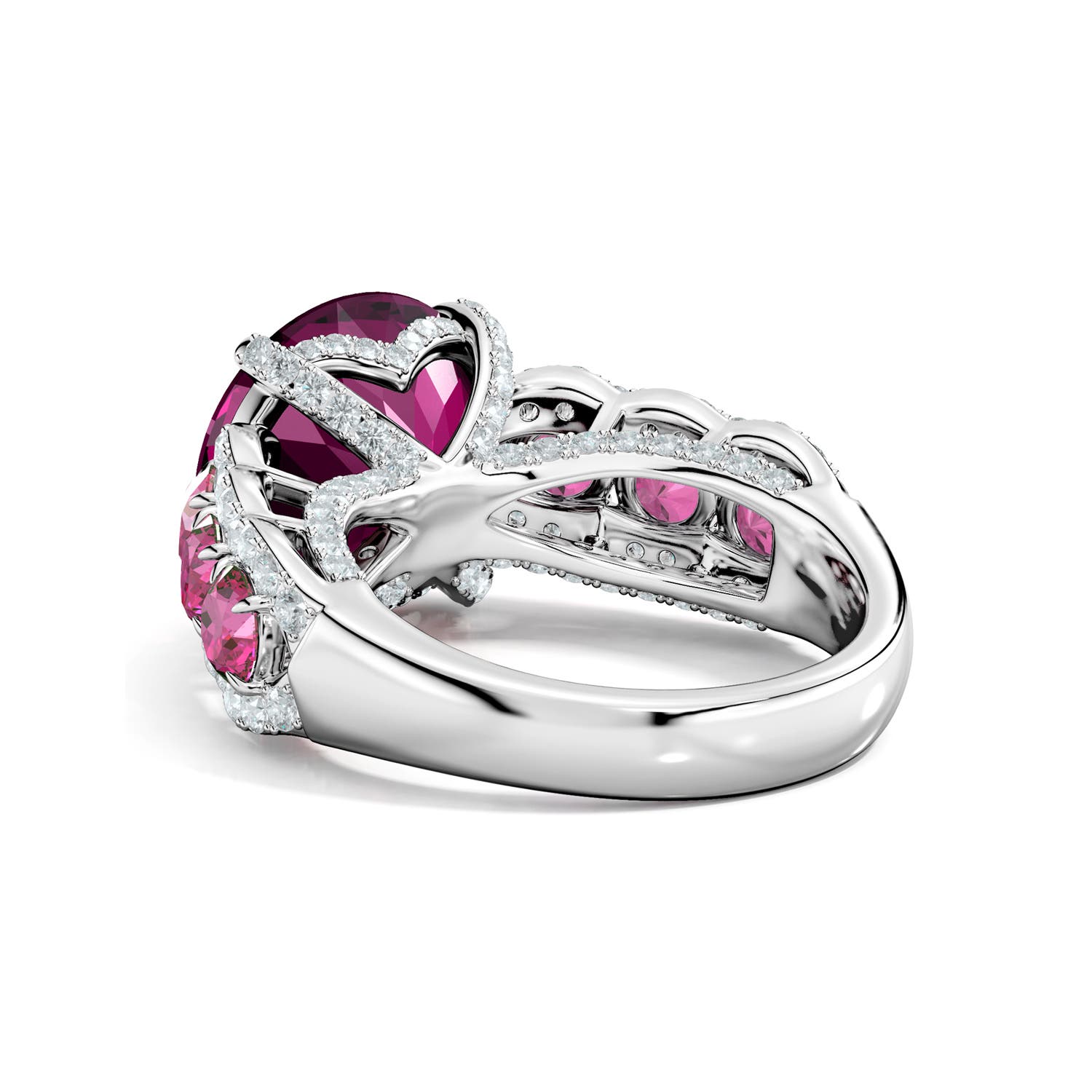 12mm AAA Amaryllis Scalloped Shank Ring in White Gold - side 6