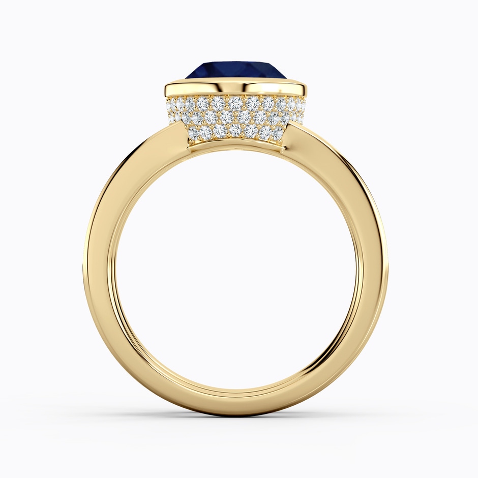 10x8mm A Bezel-Set Oval Blue Sapphire Dual Shank Ring with Accents in Yellow Gold side 199