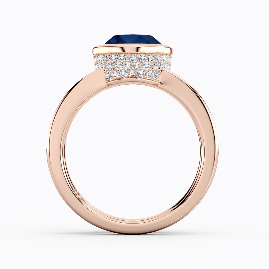 10x8mm AA Bezel-Set Oval Blue Sapphire Dual Shank Ring with Accents in Rose Gold side 199