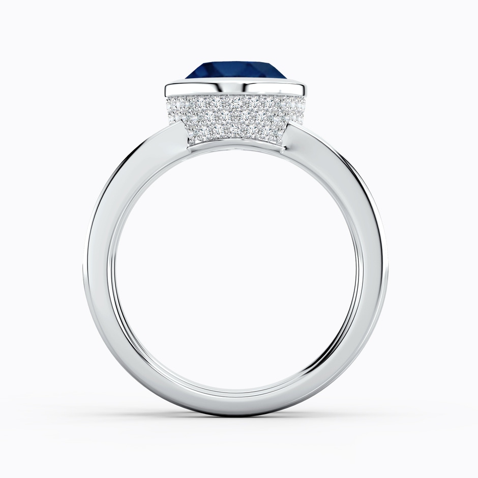 10x8mm AA Bezel-Set Oval Blue Sapphire Dual Shank Ring with Accents in White Gold side 199