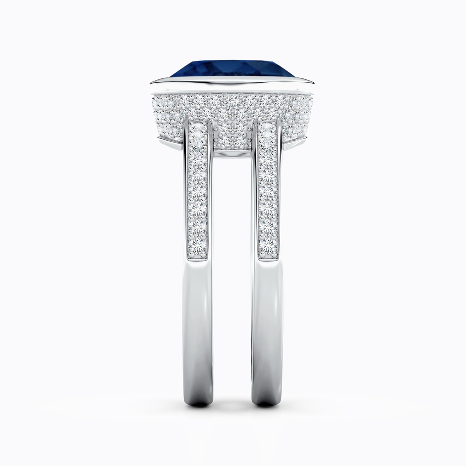 10x8mm AA Bezel-Set Oval Blue Sapphire Dual Shank Ring with Accents in White Gold side 299