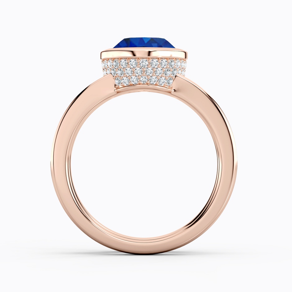10x8mm AAA Bezel-Set Oval Blue Sapphire Dual Shank Ring with Accents in Rose Gold side 199