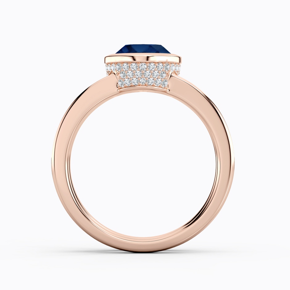 9x7mm AA Bezel-Set Oval Blue Sapphire Dual Shank Ring with Accents in Rose Gold side 199