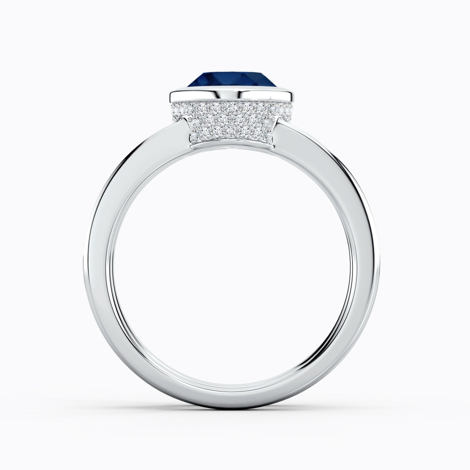 9x7mm AA Bezel-Set Oval Blue Sapphire Dual Shank Ring with Accents in White Gold side 199