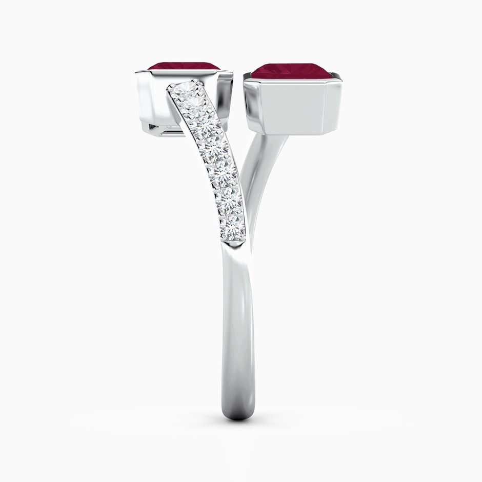 7x5mm A Emerald-Cut Ruby Two Stone Bypass Ring in White Gold side 299