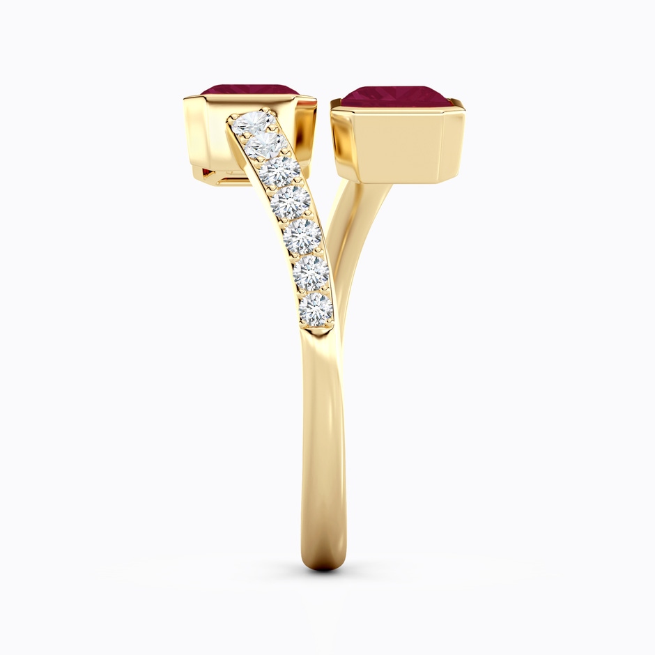 7x5mm A Emerald-Cut Ruby Two Stone Bypass Ring in Yellow Gold side 299