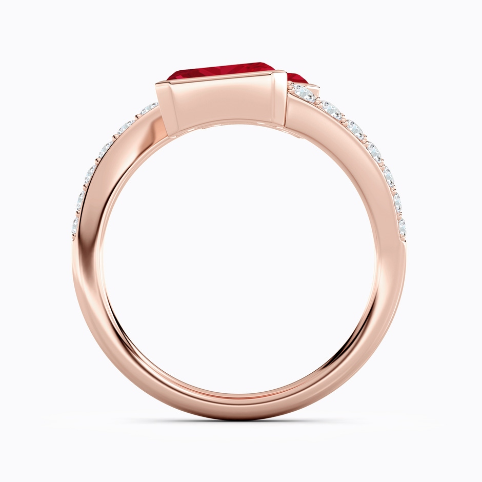 7x5mm AAA Emerald-Cut Ruby Two Stone Bypass Ring in 18K Rose Gold side 199