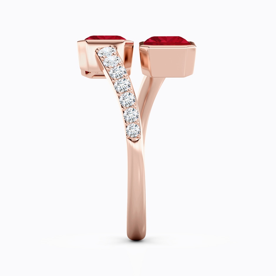 7x5mm AAA Emerald-Cut Ruby Two Stone Bypass Ring in 18K Rose Gold side 299