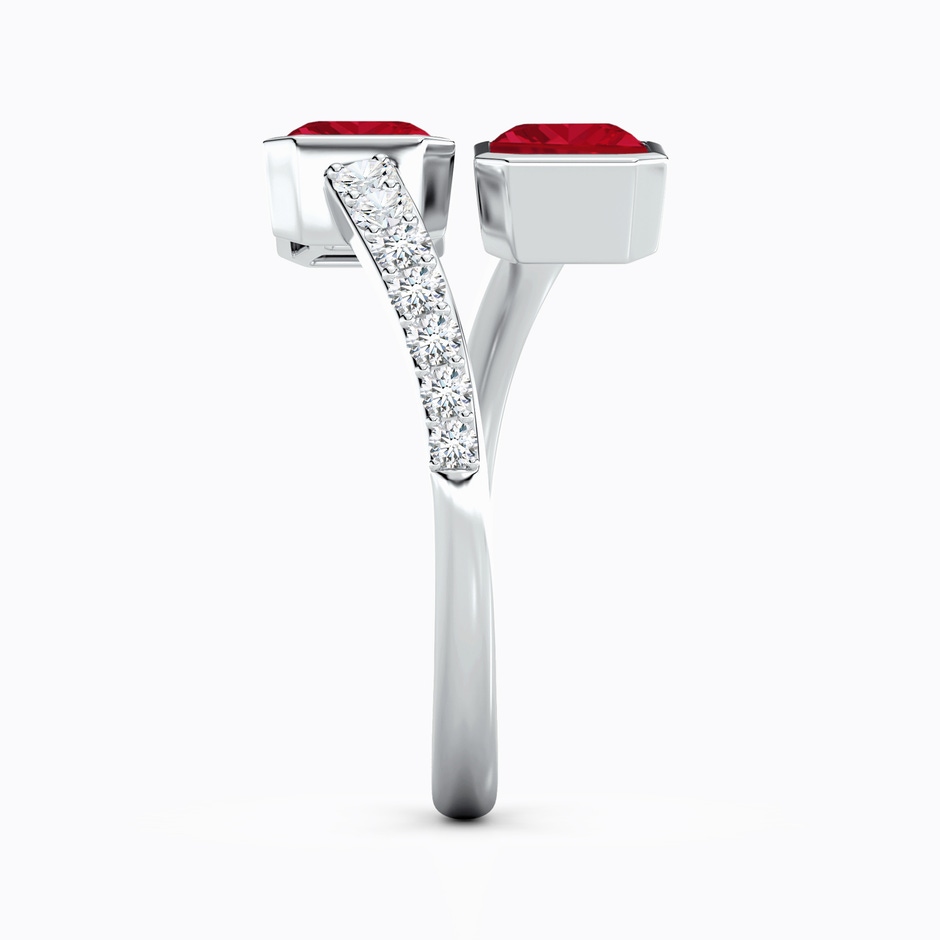 7x5mm AAA Emerald-Cut Ruby Two Stone Bypass Ring in 18K White Gold side 299