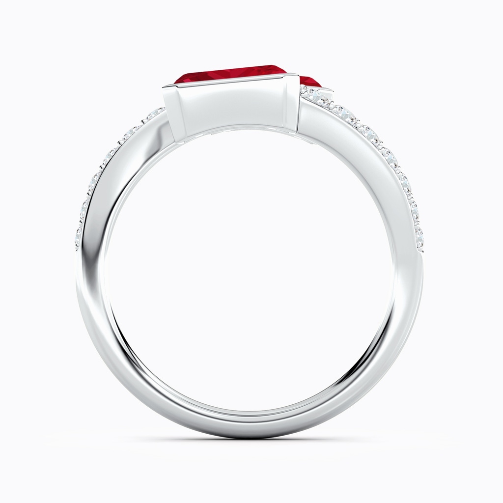 7x5mm AAA Emerald-Cut Ruby Two Stone Bypass Ring in White Gold - side 199