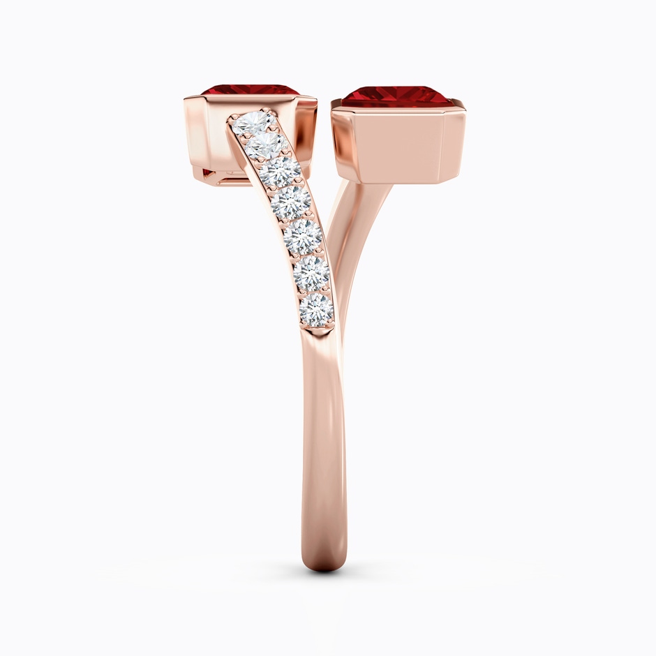 7x5mm AAAA Emerald-Cut Ruby Two Stone Bypass Ring in Rose Gold side 299