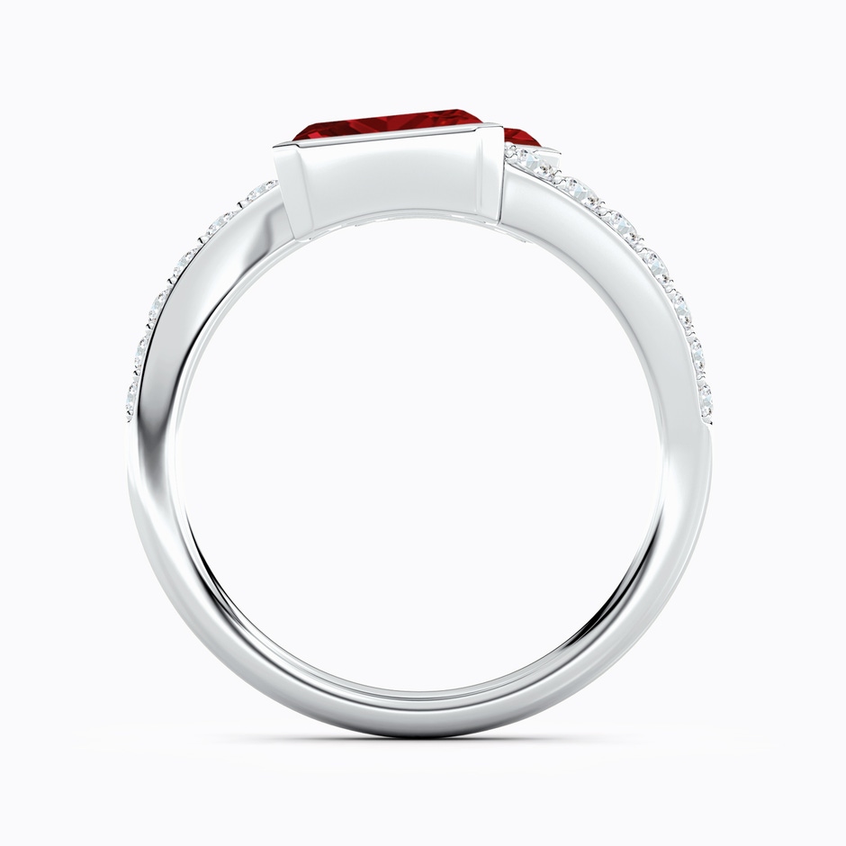 7x5mm AAAA Emerald-Cut Ruby Two Stone Bypass Ring in White Gold side 199