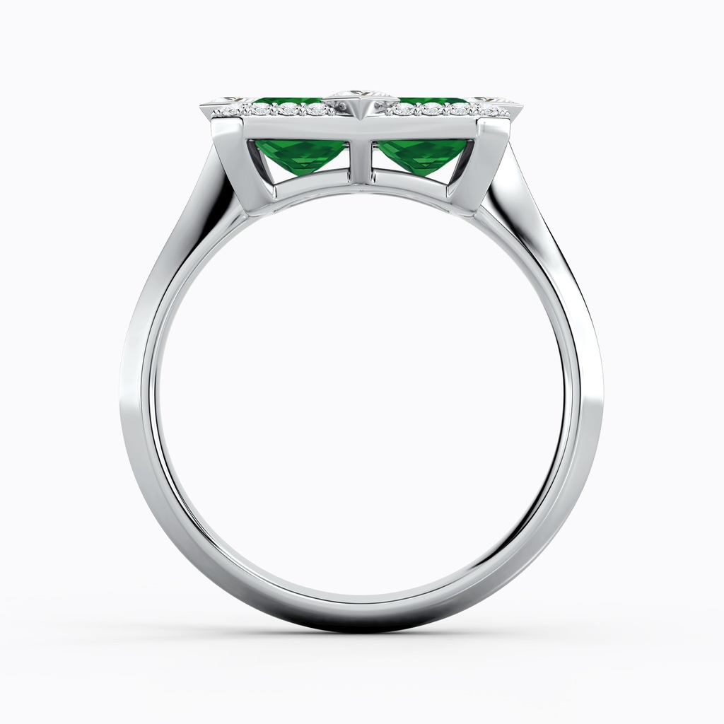 7x5mm AAA Pressure-Set Emerald-Cut Emerald Geometric Halo Ring in White Gold - side 199
