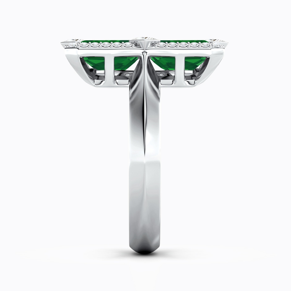 7x5mm AAA Pressure-Set Emerald-Cut Emerald Geometric Halo Ring in White Gold side 299