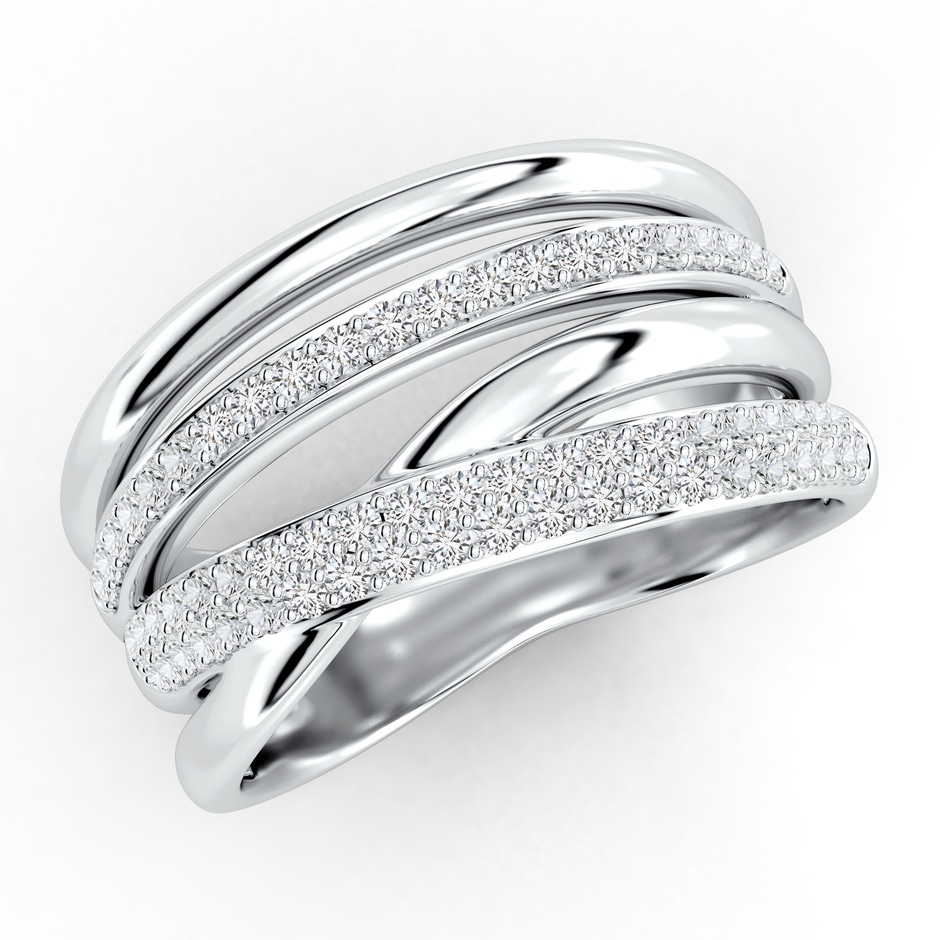 1.2mm HSI2 Pave-Set Diamond Multi-Row Ring in White Gold 