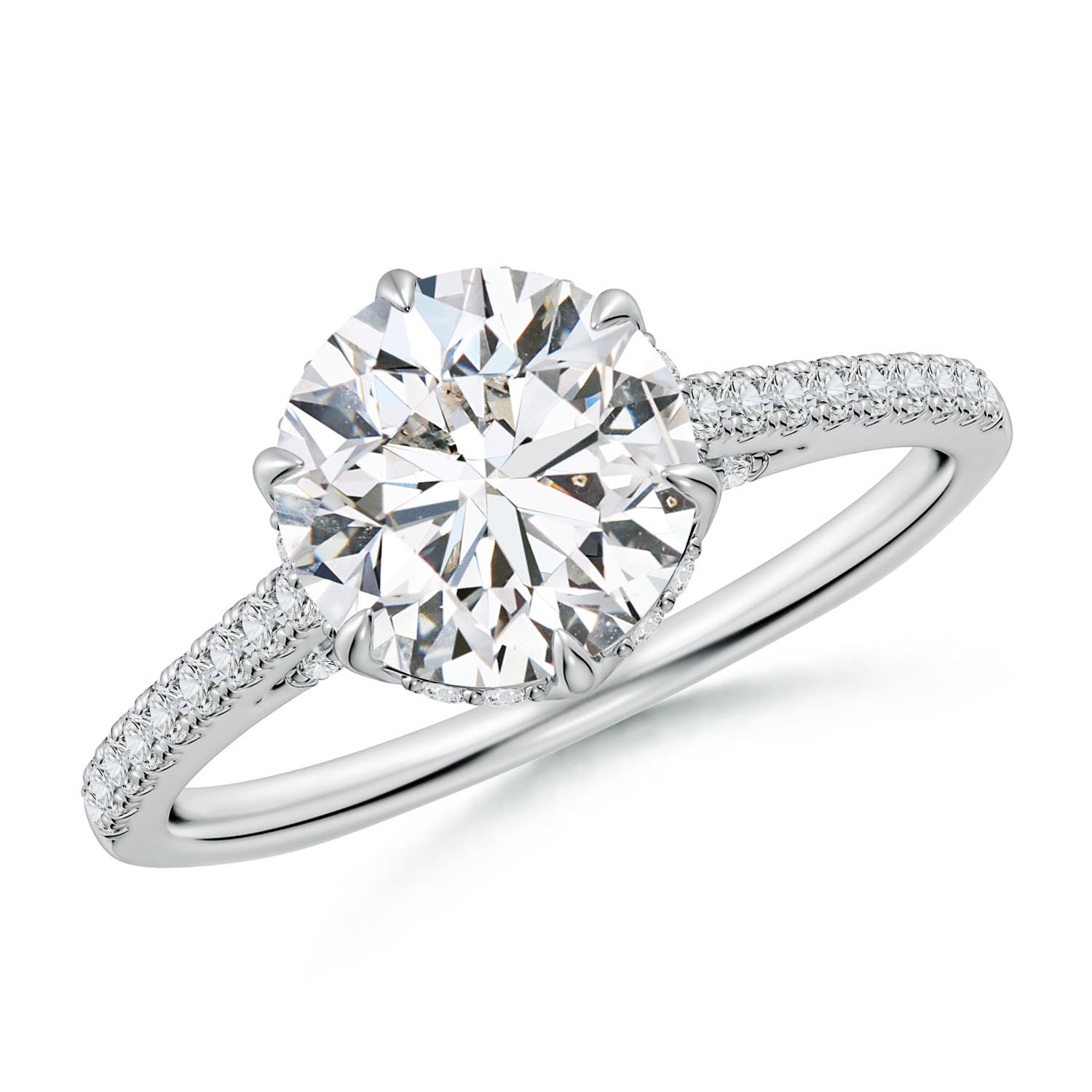 8mm HSI2 Six Prong-Set Round Diamond Cathedral Engagement Ring in 18CT White Gold