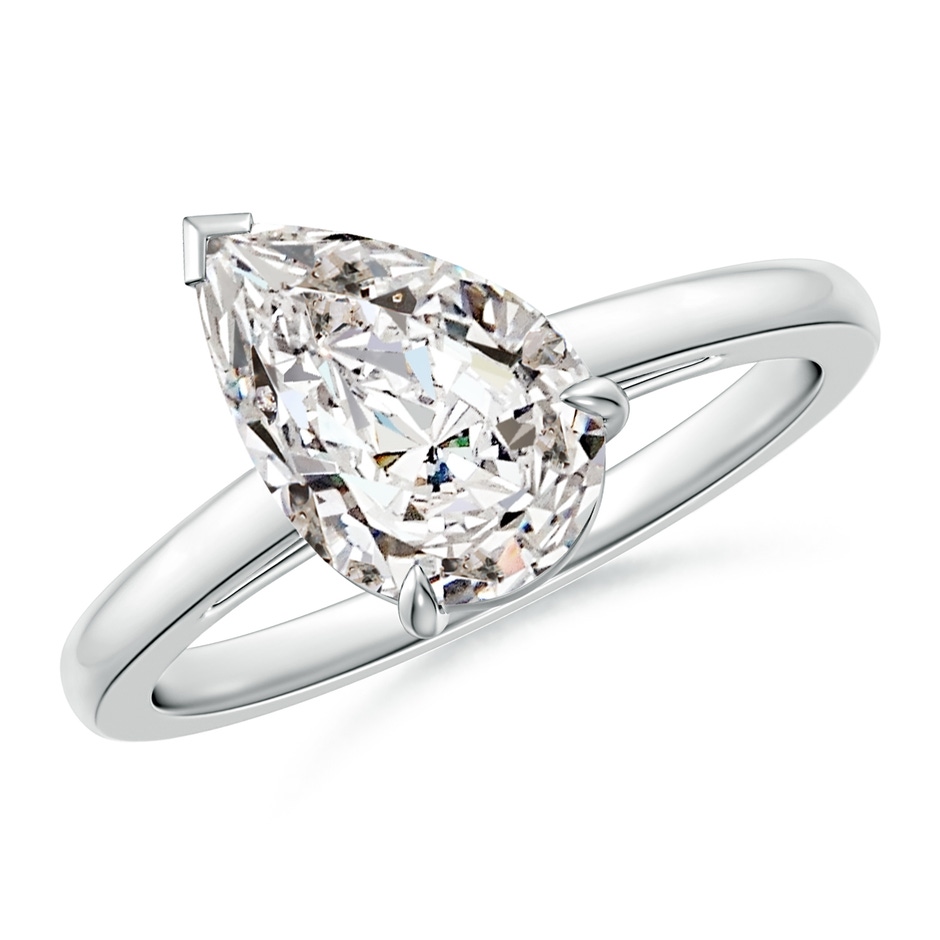 11x7mm IJI1I2 Claw-Set Tilted Pear Diamond Solitaire Engagement Ring in White Gold 